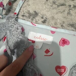 Colsie Blue Lingerie with Heart Pattern
